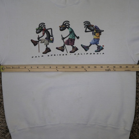 Vintage 1998 Palm Springs California Hiking Sweatshirt White Adult Large - Picture 11 of 14